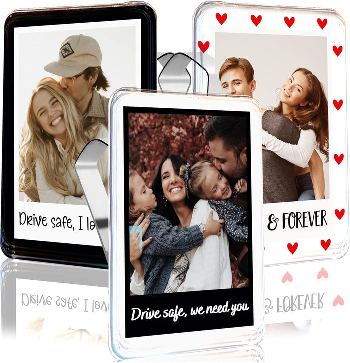 Personalized Car Visor Photo Clip with Text, Drive Safe Gift for Dad and Mom