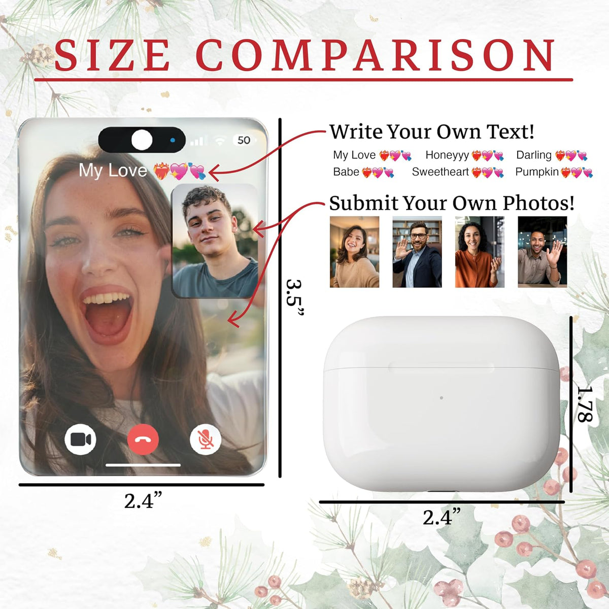 Custom Photo Video Call Couple Christmas Ornament – Long Distance Relationship Keepsake – Online Dating “We Met Online” Gift for Boyfriend or Girlfriend – Valentine’s Day, First Christmas Together