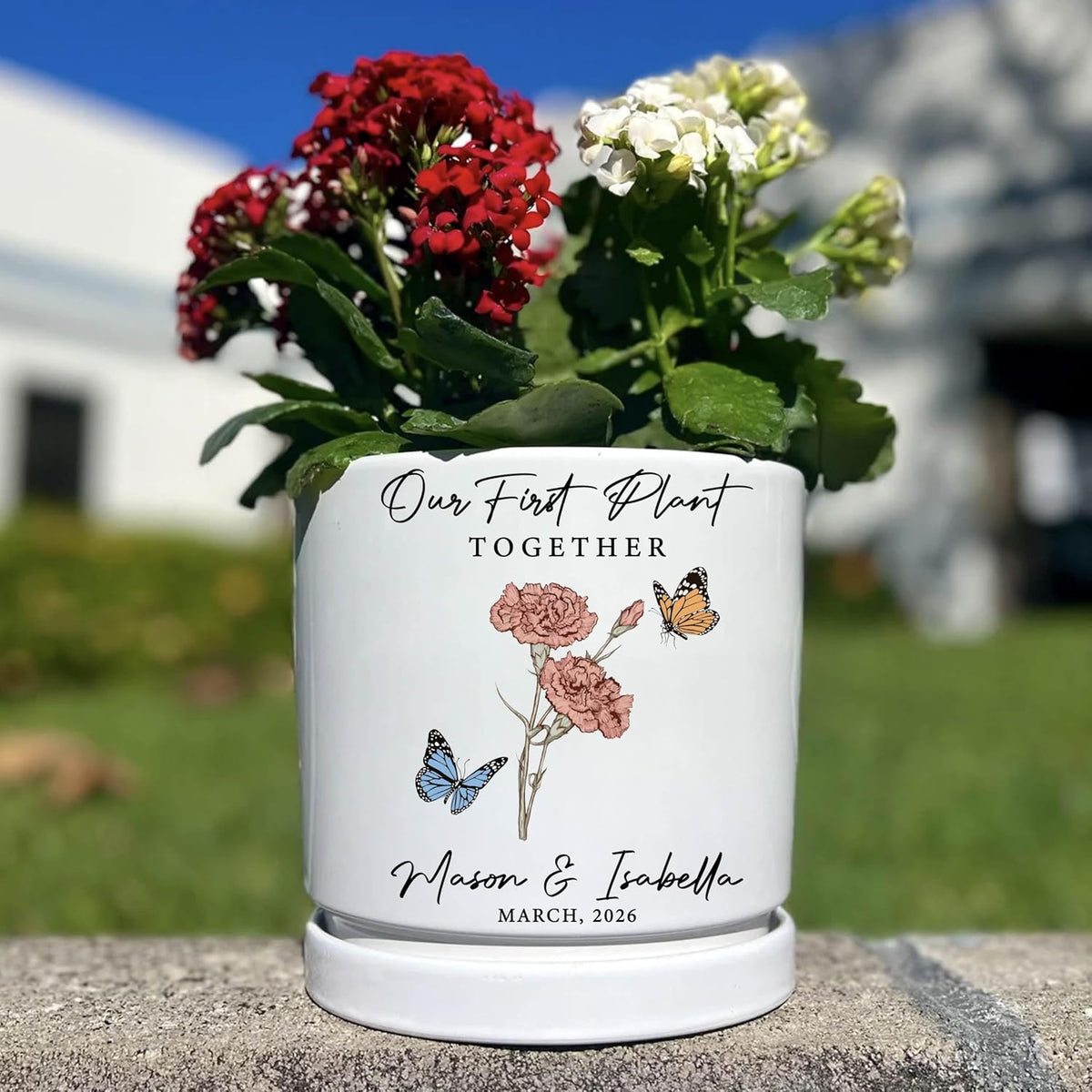 Personalized Grandma Gift - Custom Flower Pot with Names - Ceramic Planter Gift for Mom, Grandma's Garden for Grandma