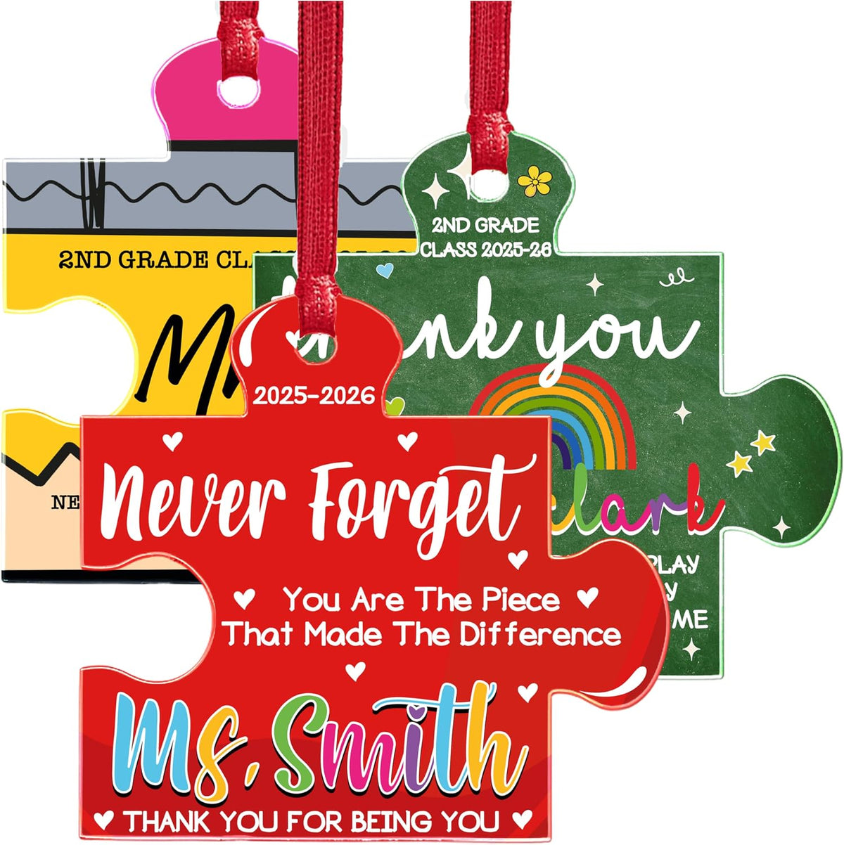 Teacher Appreciation Gift – Personalized Acrylic Puzzle Ornament “Thank You for Helping Me Grow” – Custom Teacher Keepsake for Back to School, End of Year, Teacher’s Day & Retirement