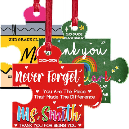 Teacher Appreciation Gift – Personalized Acrylic Puzzle Ornament “Thank You for Helping Me Grow” – Custom Teacher Keepsake for Back to School, End of Year, Teacher’s Day & Retirement