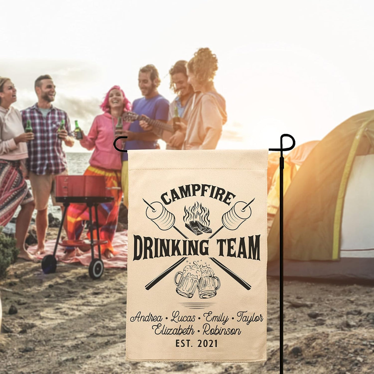 Personalized Camping Flag with Name and Address, Custom RV Campground Gift