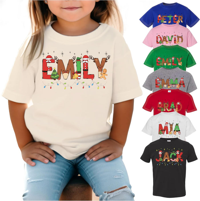 Personalized Christmas Toddler T-Shirt, Custom Xmas Holiday Outfit White