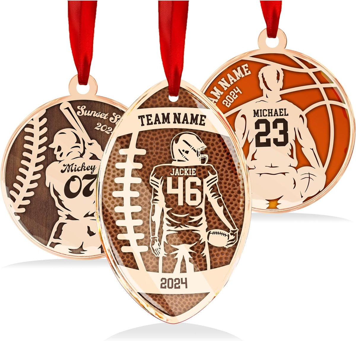 Personalized Sports Christmas Ornament with Name, Custom Holiday Keepsake