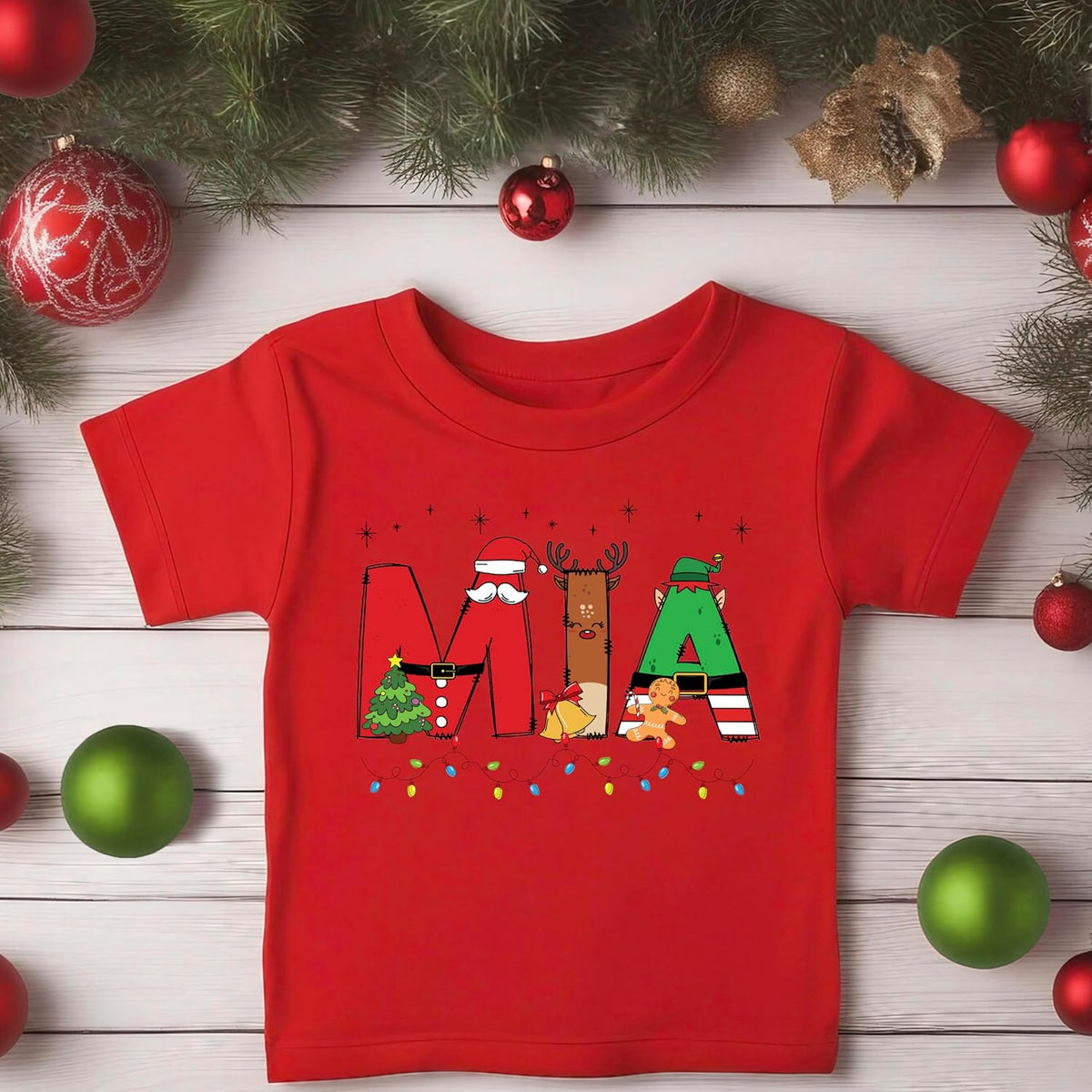 Personalized Christmas Toddler T-Shirt, Custom Xmas Holiday Outfit White
