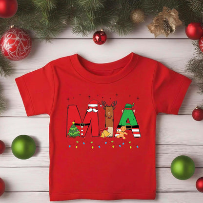 Personalized Christmas Youth T-Shirt, Custom Xmas Holiday Outfit White