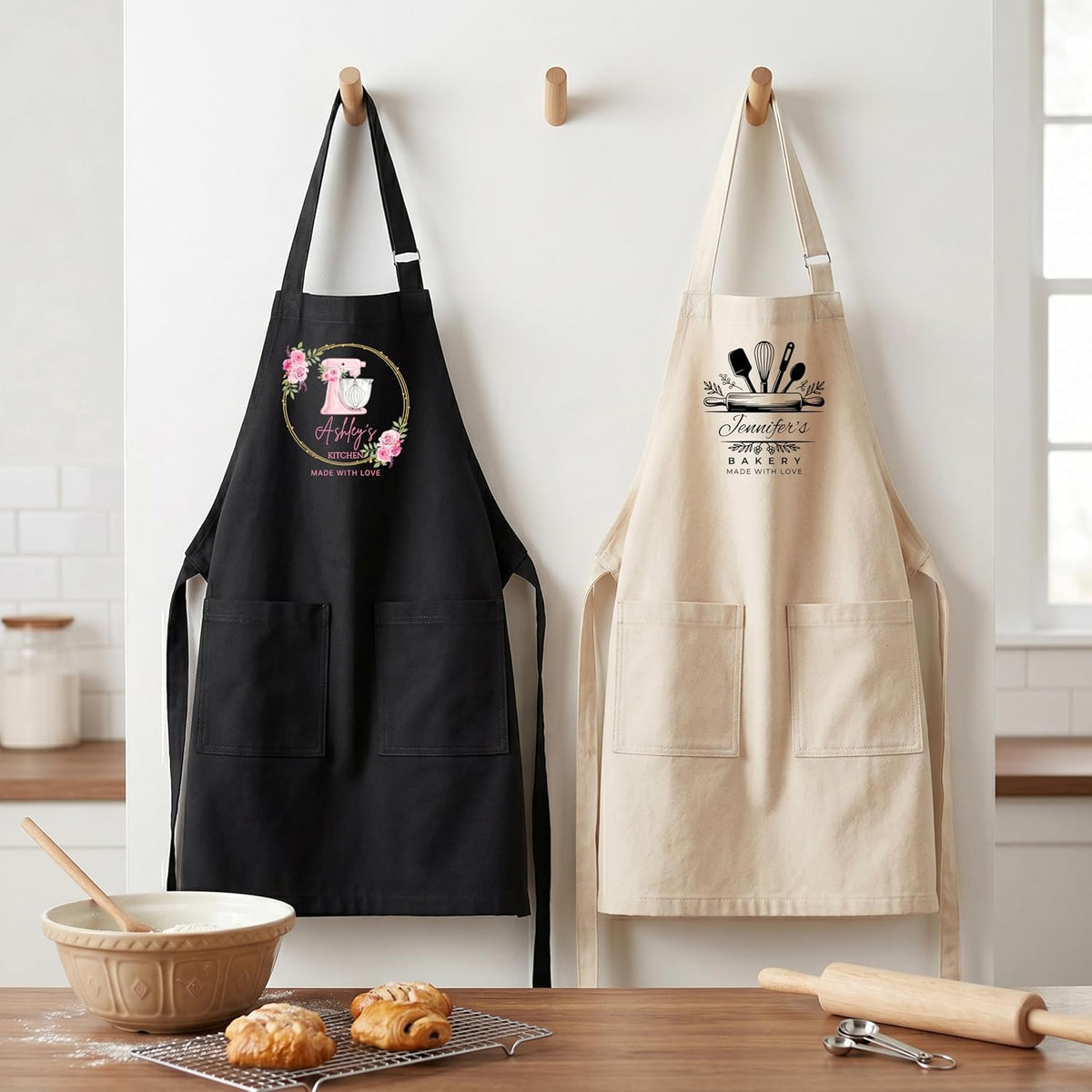 Zexpa Apparel Personalized Bakery Apron for Women with Custom Name and Logo Design, Adjustable Baking Apron