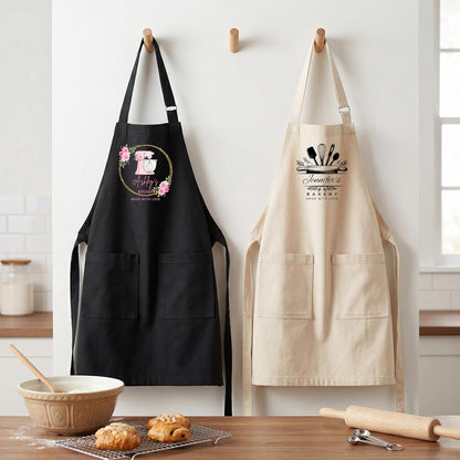 Zexpa Apparel Personalized Bakery Apron for Women with Custom Name and Logo Design, Adjustable Baking Apron