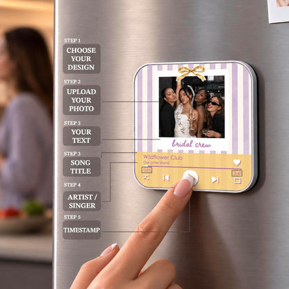 Custom Baby Heartbeat Music Fridge Magnet with Ultrasound Photo and Name