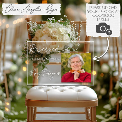 Personalized Photo Memorial Reserved Sign, Custom In Loving Memory Wedding