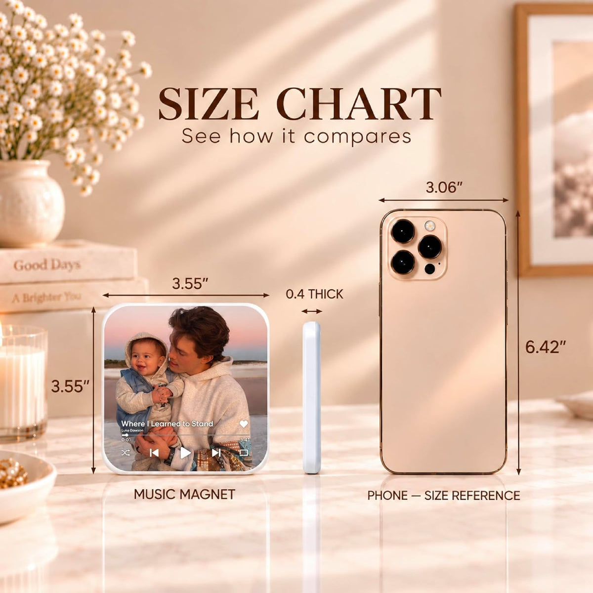 Custom Baby Heartbeat Music Fridge Magnet with Ultrasound Photo and Name