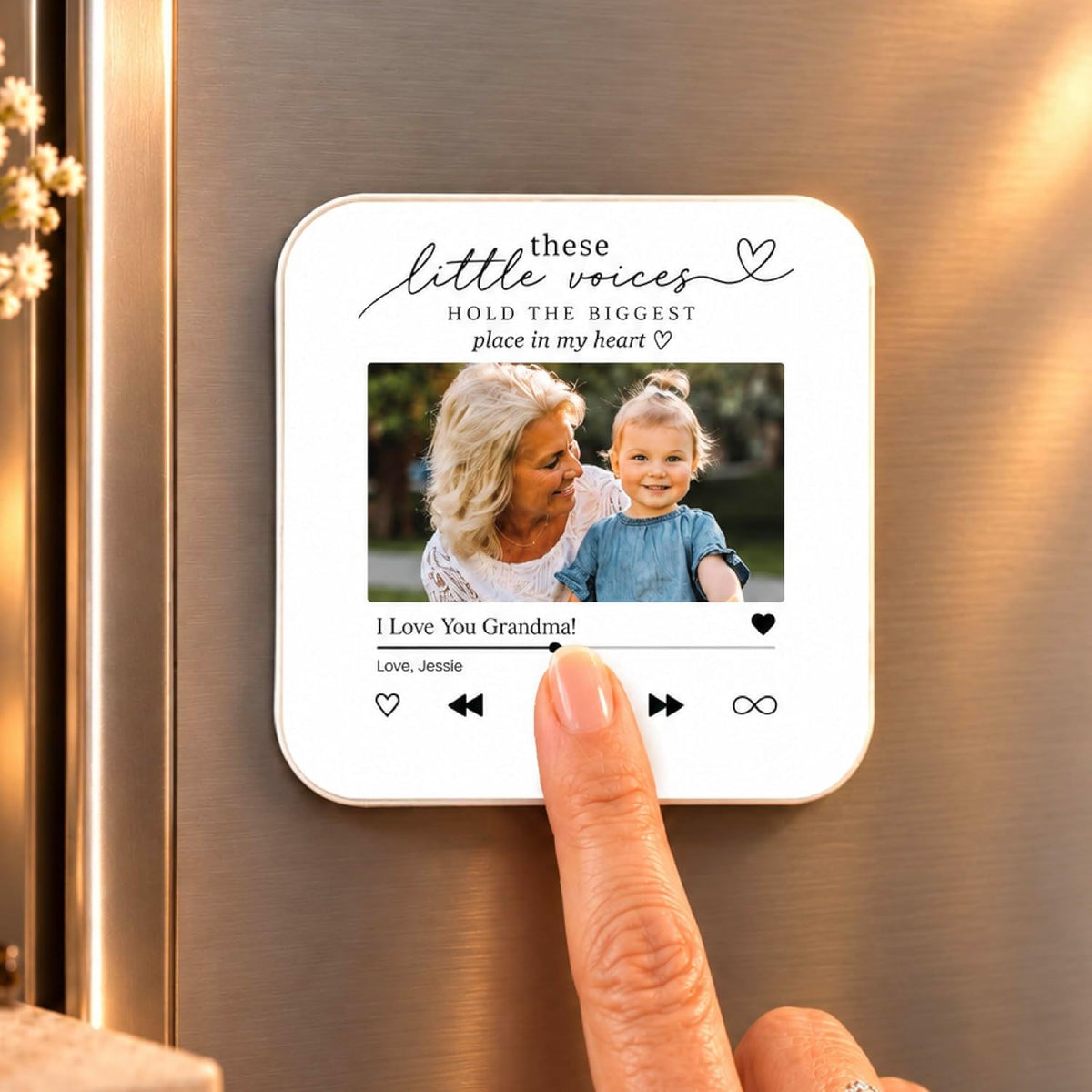 Custom Baby Heartbeat Music Fridge Magnet with Ultrasound Photo and Name