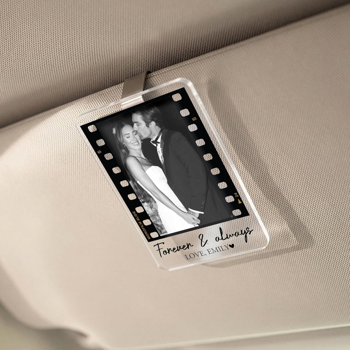Personalized Car Visor Photo Clip – Custom Acrylic Picture Holder with Text, Gift for Dad, Mom, Husband, Wife, or Girlfriend