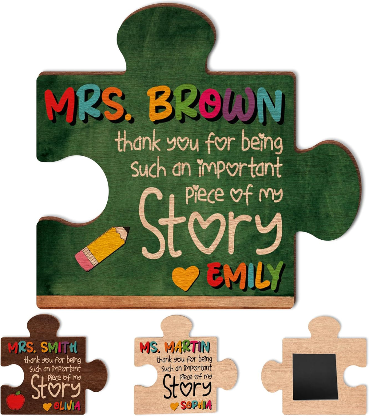 Personalized Teacher Magnet Gift – Custom Puzzle Piece Fridge Magnet with Name – Teacher Appreciation, End of Year Thank You Gift from Student, Back to School or Teacher’s Day Present