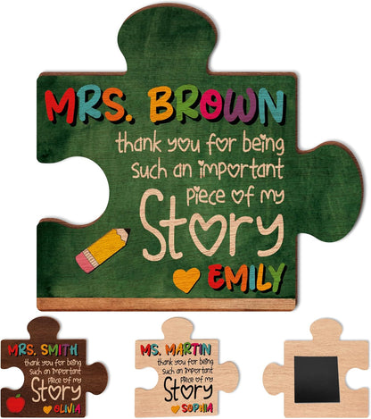 Personalized Teacher Magnet Gift – Custom Puzzle Piece Fridge Magnet with Name – Teacher Appreciation, End of Year Thank You Gift from Student, Back to School or Teacher’s Day Present