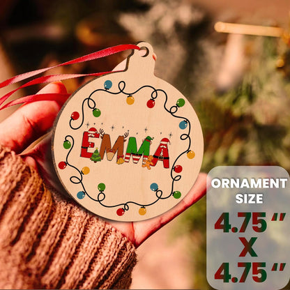 Personalized Christmas Ornament with Name, Custom Wooden Tag