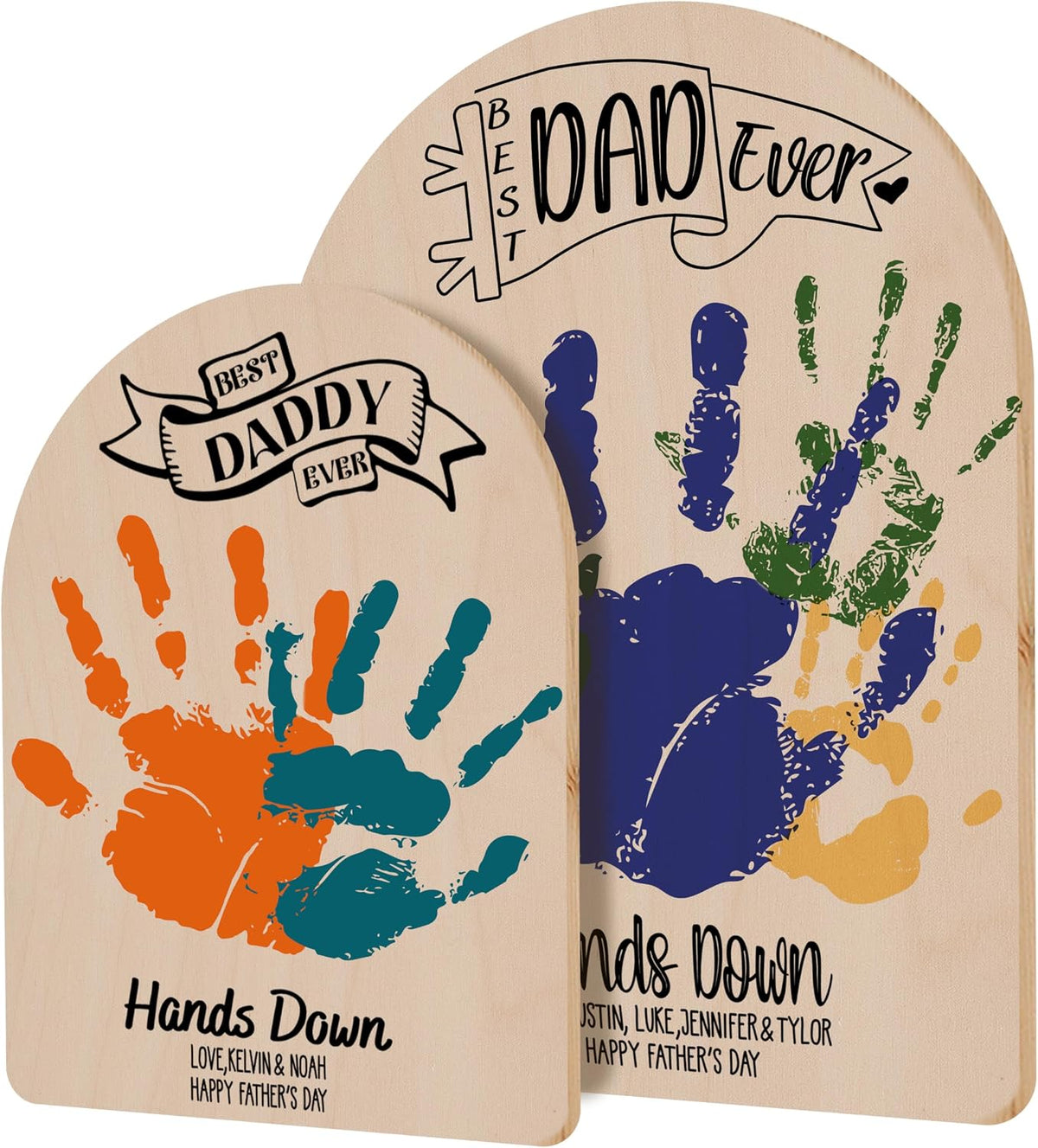 Personalized Handprint Father’s Day Trophy Sign, DIY Kids Handprint Plaque Gift for Dad Grandpa Papa