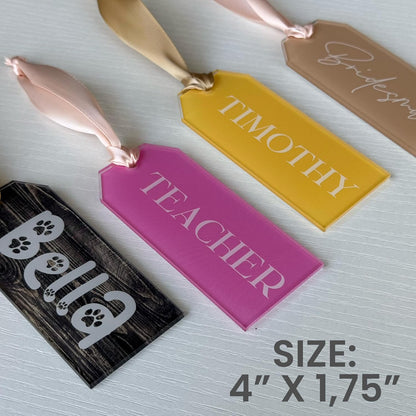 Zexpa Apparel Personalized Acrylic Gift Tags - Custom Name Tags in Multiple Colors & Patterns, Gift for Mom, Weddings, Holidays - Personalization for Christmas, Birthdays, Parties, Baby Showers