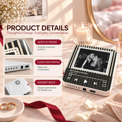 Custom Baby Heartbeat Music Fridge Magnet with Ultrasound Photo and Name