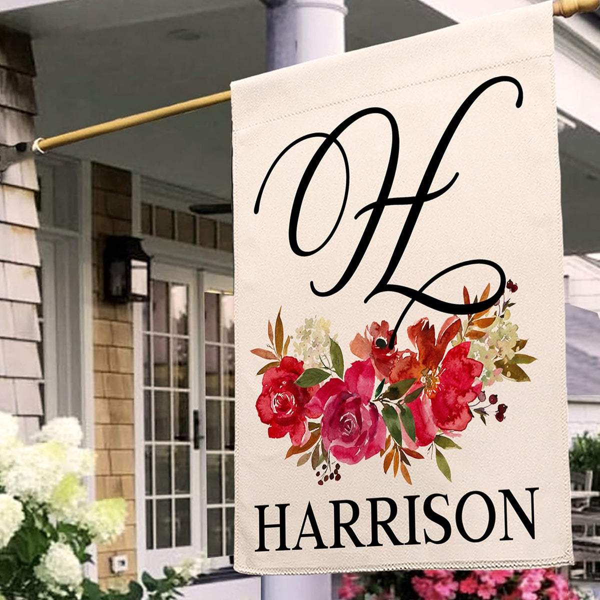 Personalized Garden Flag with Name & Initial, Double Sided Porch Yard Flag