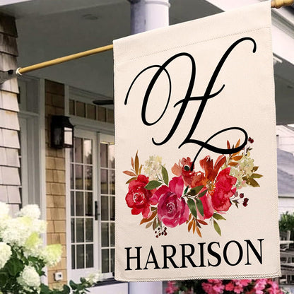 Personalized Garden Flag with Name & Initial, Double Sided Porch Yard Flag