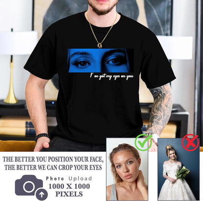 Custom Eyes Name T-Shirt - Personalized Photo Tee with Eye Design and Text - Shirt for Men & Women - Multiple Colors, Sizes & Font - Gift for Birthdays, Valentine's Day, Christmas