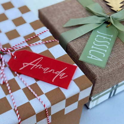 Zexpa Apparel Personalized Acrylic Gift Tags - Custom Name Tags in Multiple Colors & Patterns, Gift for Mom, Weddings, Holidays - Personalization for Christmas, Birthdays, Parties, Baby Showers