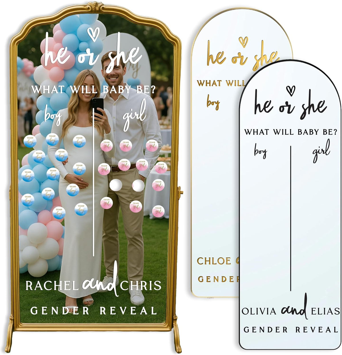 Personalized Baby Shower Mirror Decal – Custom Vinyl Sticker for Welcome Sign, Gender Reveal or Hello Baby Party – Add Name & Date – Baby Girl or Boy Shower Decoration – Mirror Not Included