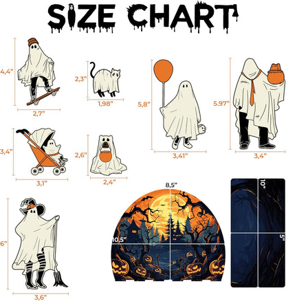 Personalized Halloween Ghost Family Acrylic Sign - Custom Name Spooky Decor for Mom Dad Kids Pets - Add Names & Choose Icons - Cute Haunted Scene Table Display for Fall Home Decoration Gift