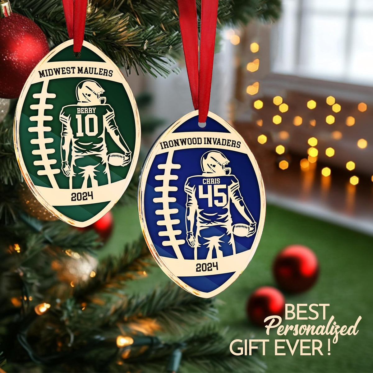 Personalized Sports Christmas Ornament with Name, Custom Holiday Keepsake