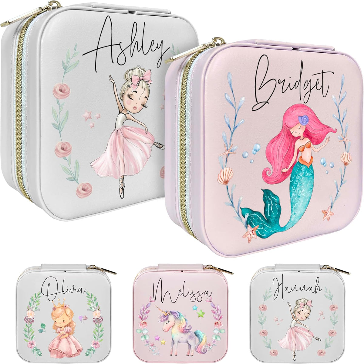 Personalized Travel Jewelry Case for Girls, Custom Mini Jewelry Box Gift