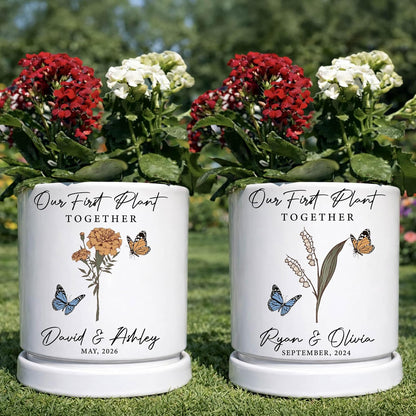 Zexpa Apparel Personalized Flower Pot for Grandma, Mom or Nana, Custom Birth Month Flower Planter with Names, Unique, Mother’s Day, Birthday or Holiday Present, Ceramic Pot