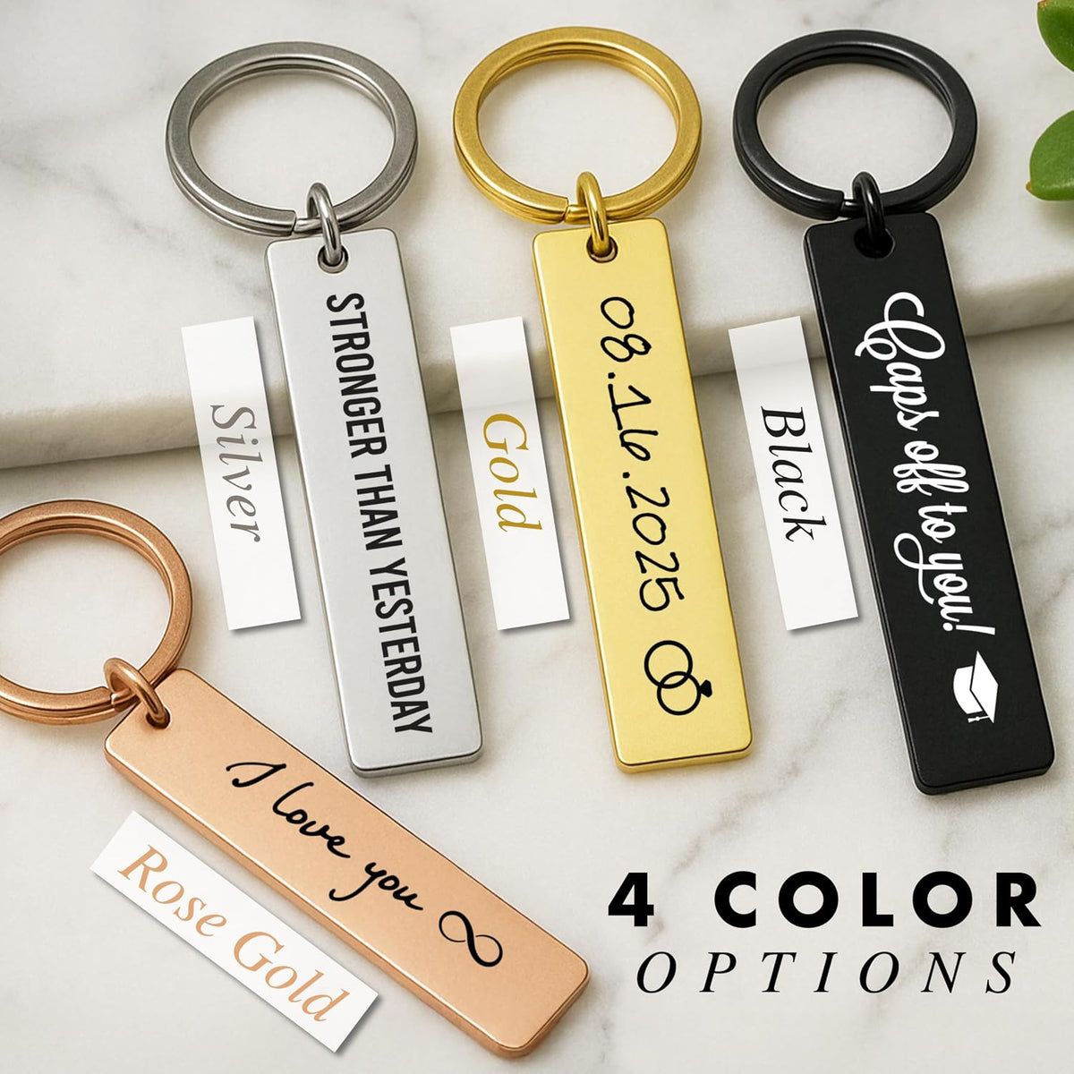 Personalized Printed Stainless Steel Keychain Gift for Him Her – Custom Name Text Quote with Icon – Drive Safe I Love You Message – Unique Christmas Graduation Birthday Keepsake