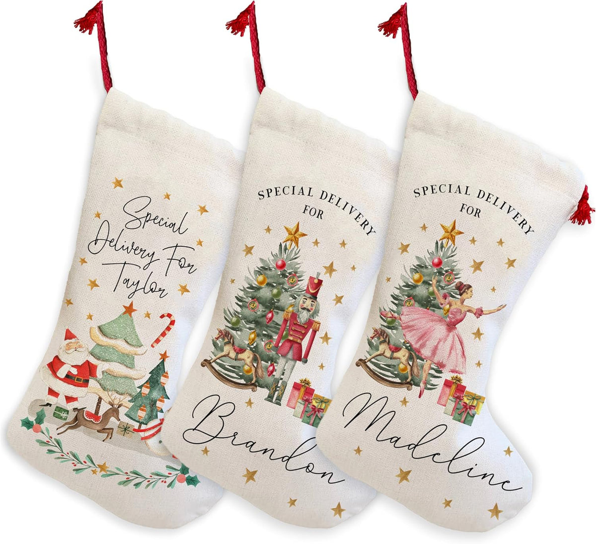 Personalized Christmas Stocking with Name - Custom Stocking - Choose Different Designs - Christmas Decorations Special Delivery for Family & Friends Gift for Girlfriend & Boyfriend