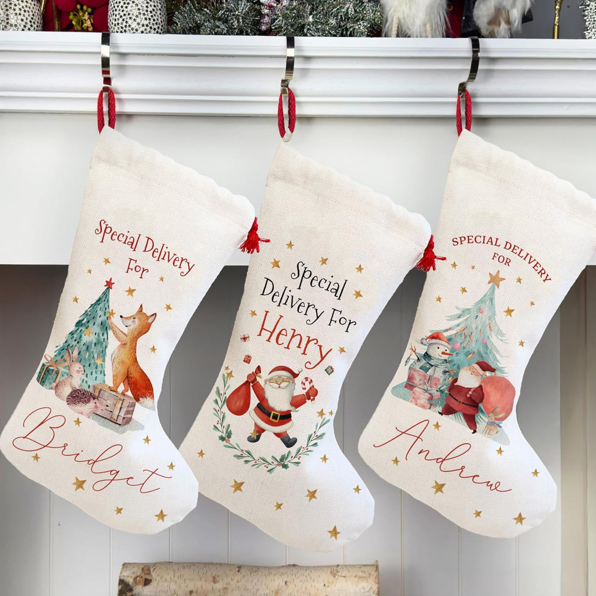 Personalized Christmas Stocking with Name - Custom Stocking - Choose Different Designs - Christmas Decorations Special Delivery for Family & Friends Gift for Girlfriend & Boyfriend
