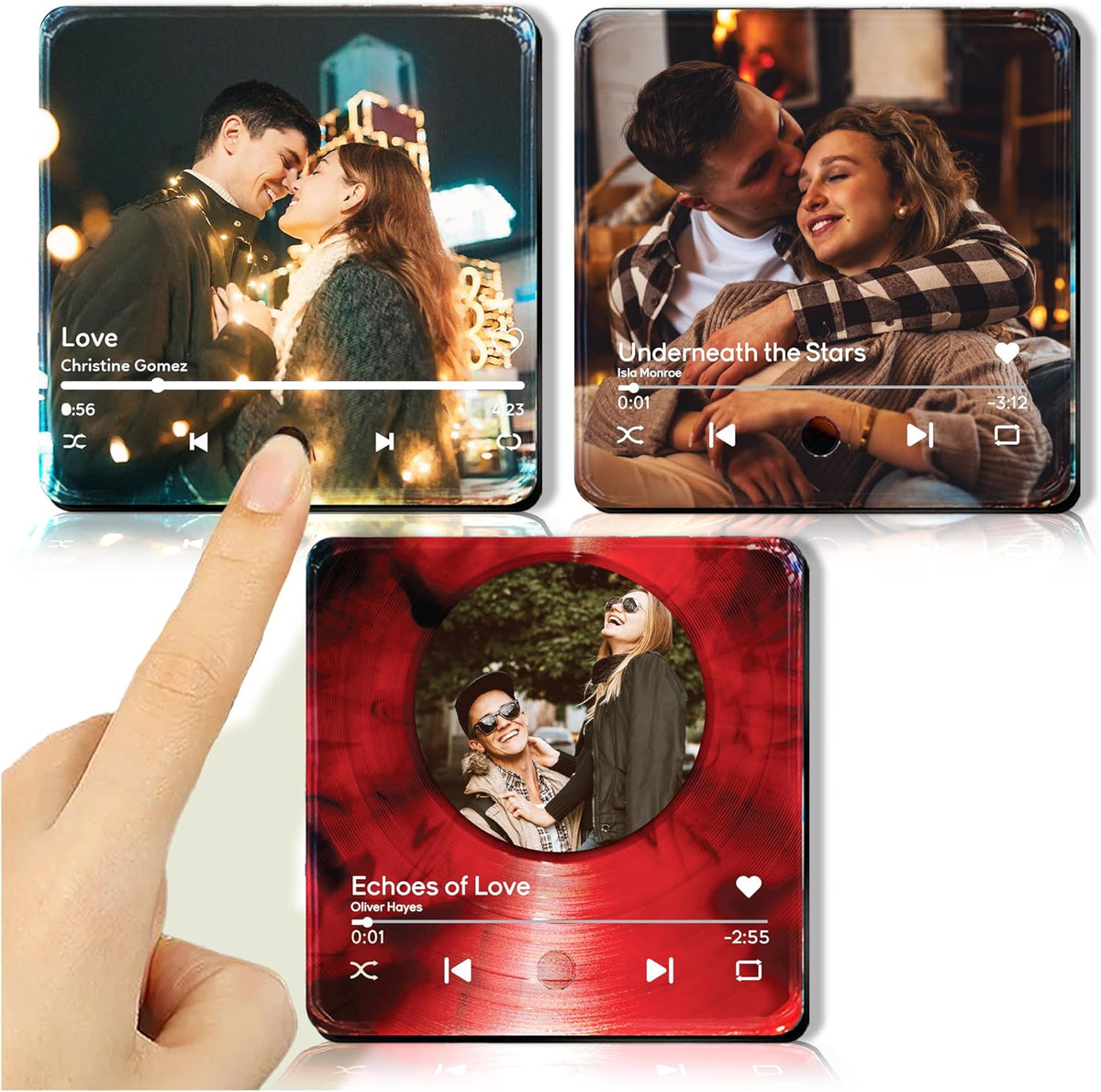 Custom Music Player Magnet for Fridge - Acrylic Music Plaque with Personalized Photo and Song - Unique Gift for Birthdays, Christmas or Valentine’s Day - USB Rechargeable