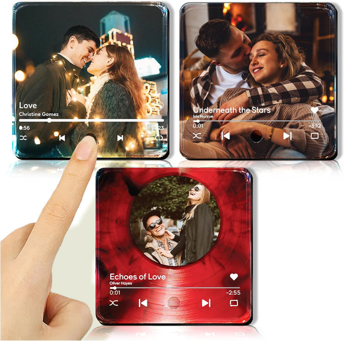 Custom Music Player Magnet for Fridge - Acrylic Music Plaque with Personalized Photo and Song - Unique Gift for Birthdays, Christmas or Valentine’s Day - USB Rechargeable
