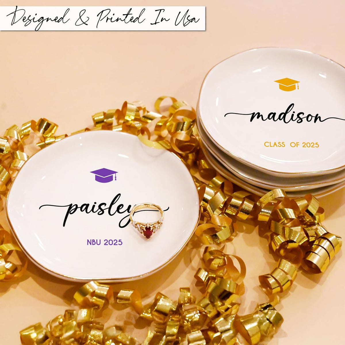 Zexpa Apparel Personalized Ring Dish Jewelry Tray Custom Name Trinket Dish for Women Engagement Bride Wedding Gift Ring Holder Dish Jewelry Organizer Gift for Wife Girlfriend Sister