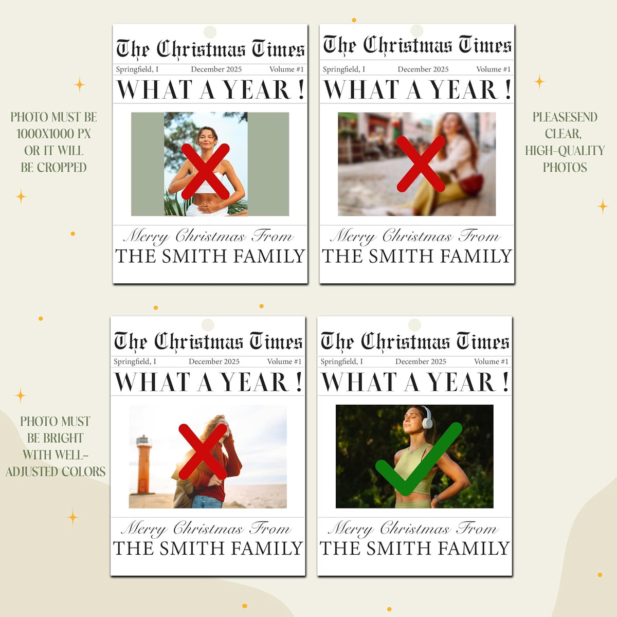 Personalized Christmas Newspaper Ornament with Photo, Custom Funny Keepsake