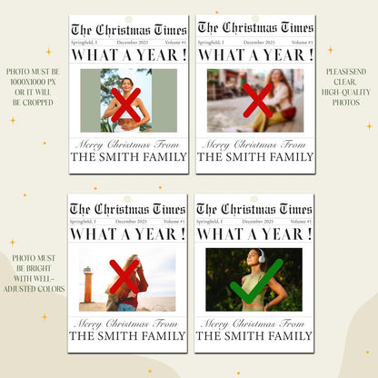 Personalized Christmas Newspaper Ornament with Photo, Custom Funny Keepsake