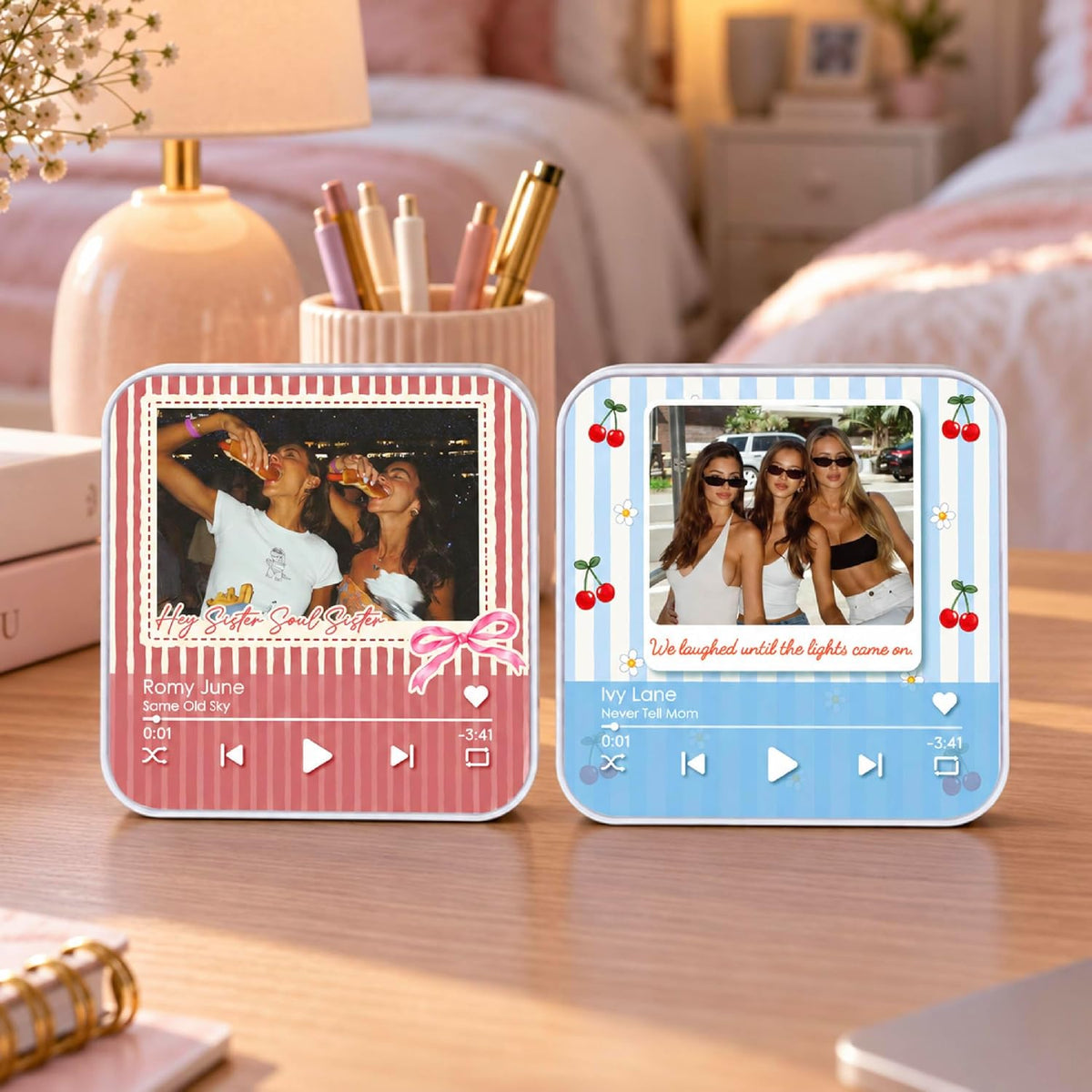 Custom Baby Heartbeat Music Fridge Magnet with Ultrasound Photo and Name