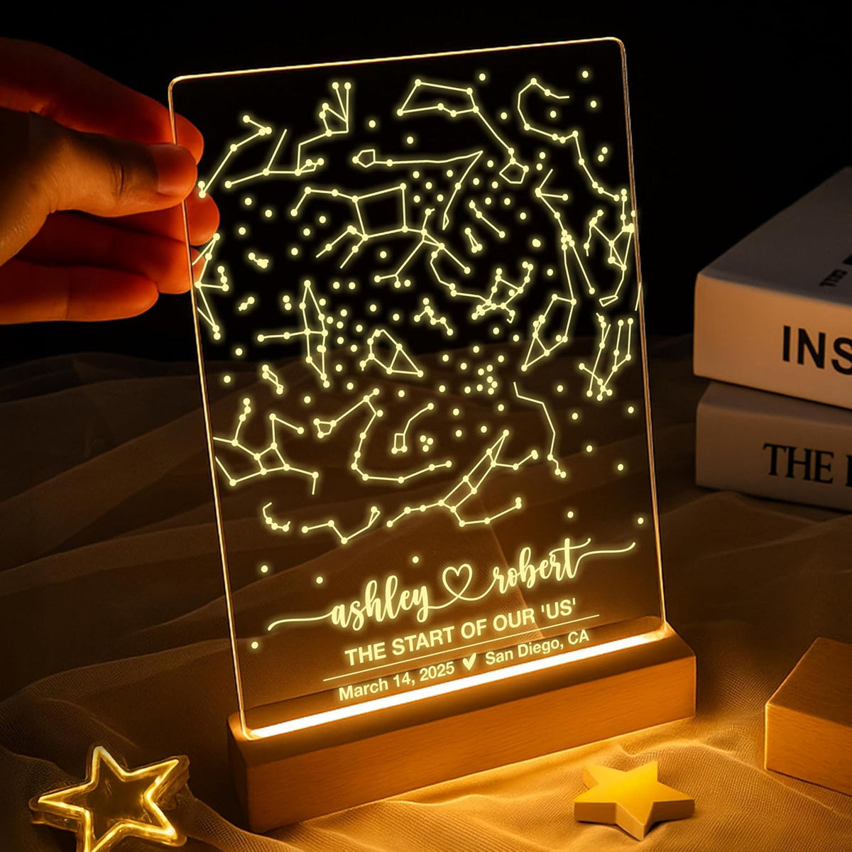 Personalized Star Map LED Sign with Date, Custom Night Sky Gift for Couples