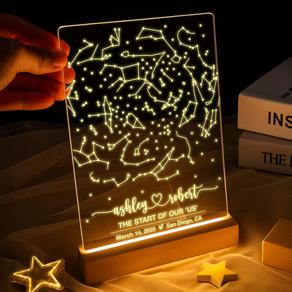 Personalized Star Map LED Sign with Date, Custom Night Sky Gift for Couples