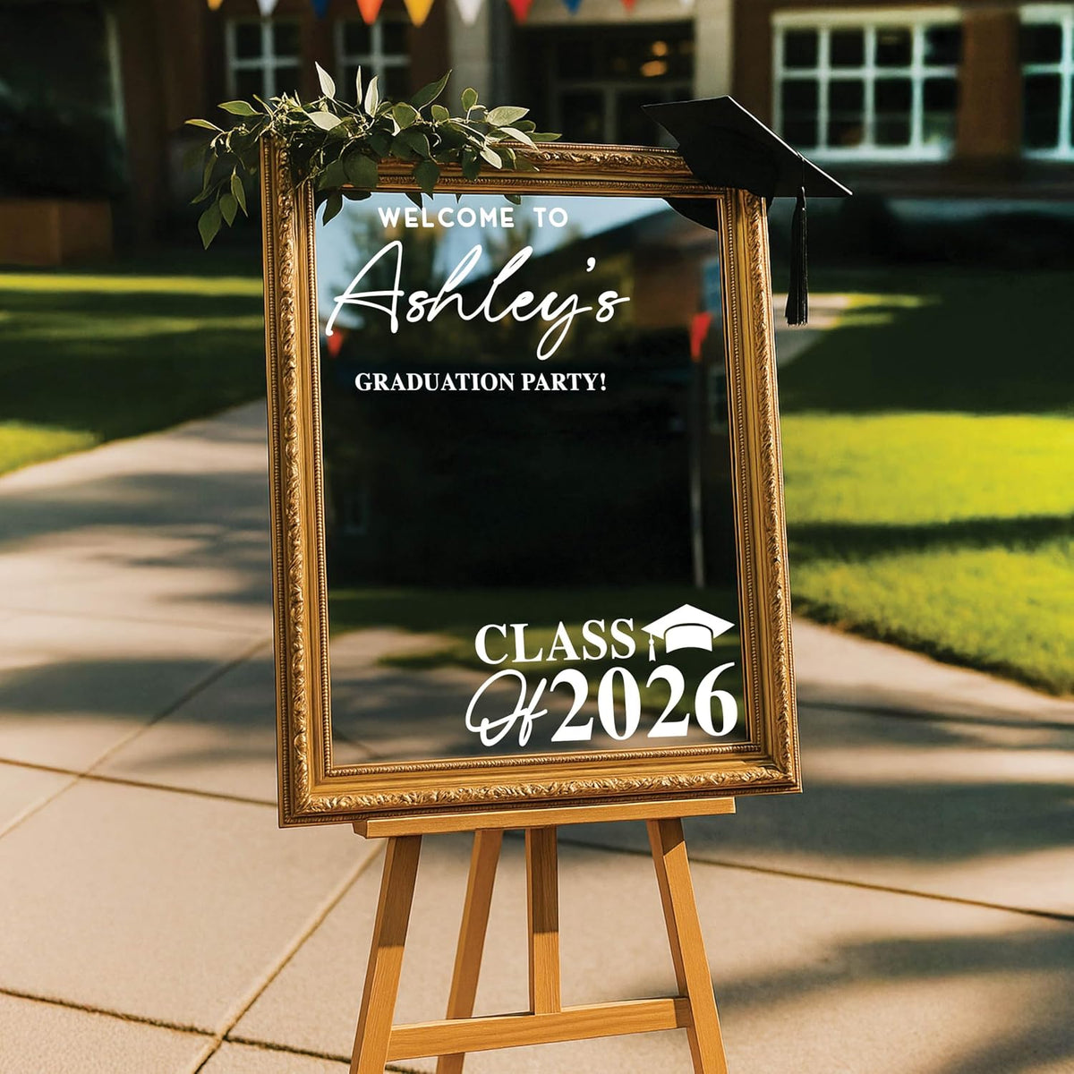 Personalized Welcome to Our Wedding Mirror Sign Decal DIY - Customized Bride and Groom Names - Lettering Elegant Happily Ever After Party Vinyl Sticker Wall Reception Decor