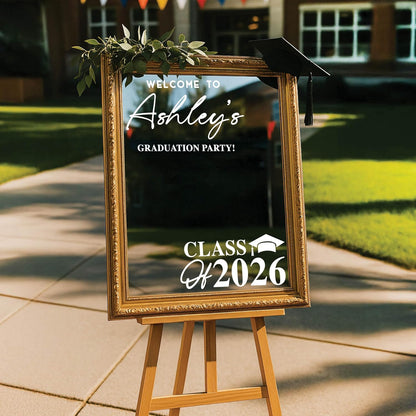 Personalized Welcome to Our Wedding Mirror Sign Decal DIY - Customized Bride and Groom Names - Lettering Elegant Happily Ever After Party Vinyl Sticker Wall Reception Decor