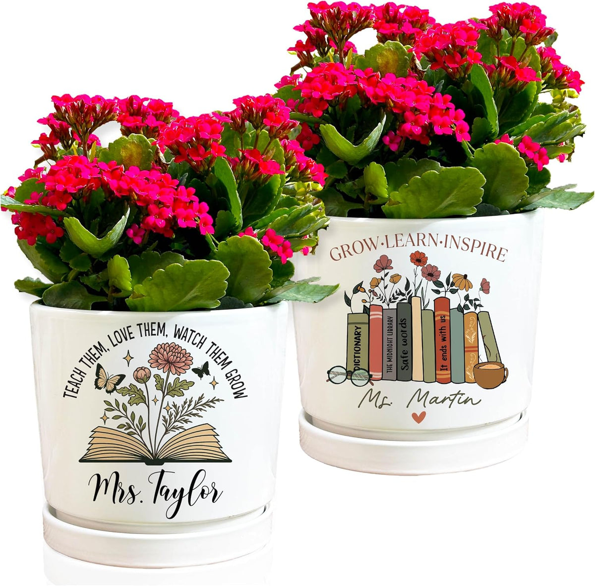 Personalized Grandma Gift - Custom Flower Pot with Names - Ceramic Planter Gift for Mom, Grandma's Garden for Grandma