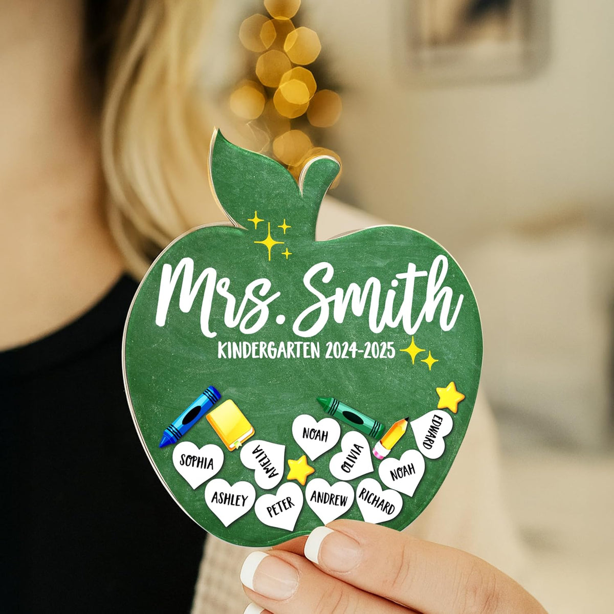 Personalized Teacher Apple Magnet with Student Names, Custom Classroom Gift