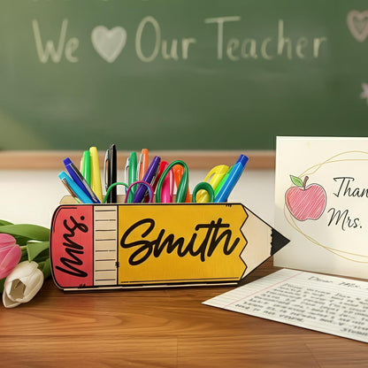 Personalized Teacher Pencil Holder with Name, Custom Desk Organizer Gift