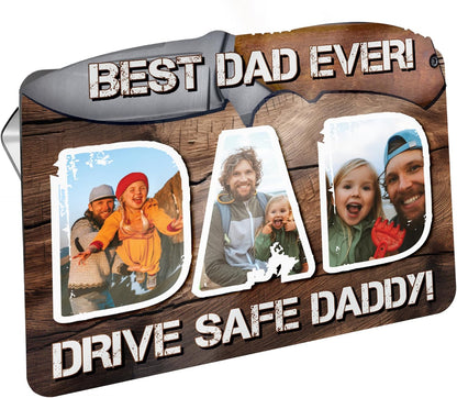 Personalized Cowboy Horseshoe Car Visor Clip – Custom Photo & Message Gift for Dad – Drive Safe Daddy – Cute Father’s Day Car Accessory from Kids – Best Dad Ever