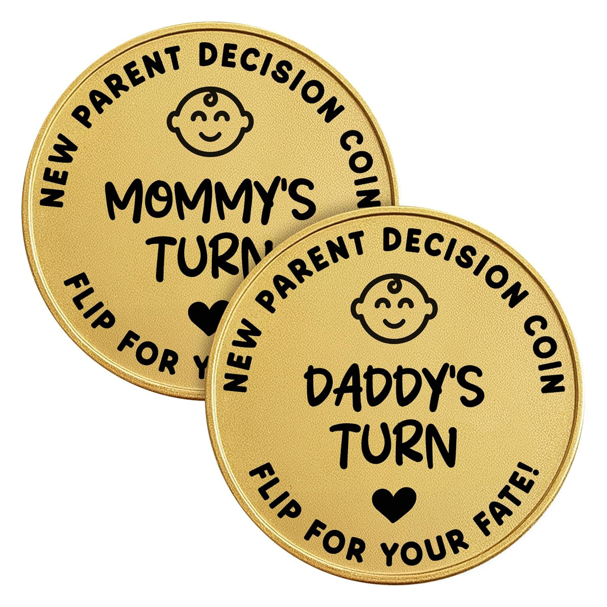 New Baby Gift Decision Coin – Personalized Decision Maker Coin for New Parents with “Mommy vs Daddy” Flip – Custom Pregnancy Announcement Token for Baby Shower, Mother’s Day & Father’s Day